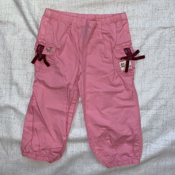 Ralph Lauren 24 Month Little Girl Pink Cotton Pants with Bow Detailing - Picture 1 of 5